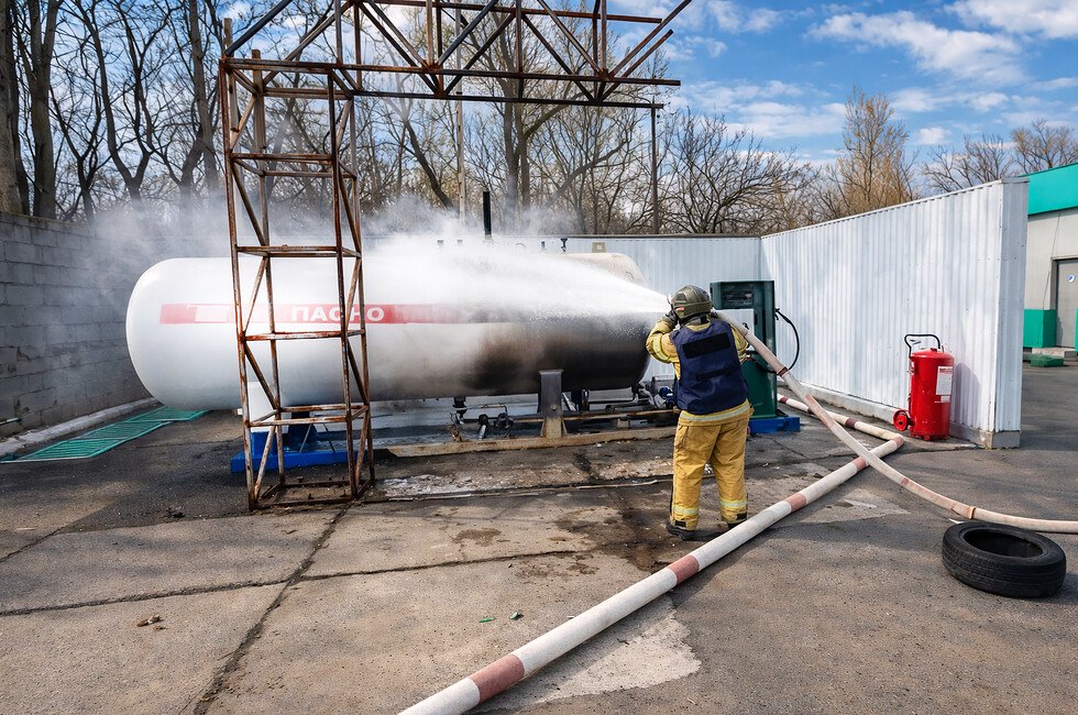 Сотрудники МЧС ликвидировали пожар на горловской автозаправке